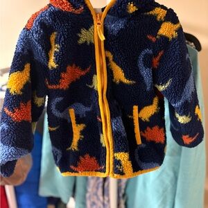 Little Me Blue and Yellow Dinosaur Hooded Fleece